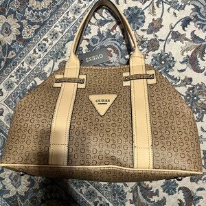 GUESS Tan and Brown Shoulder Bag